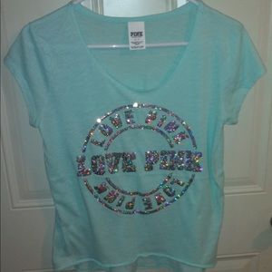 PINK Victoria’s Secret Women’s Short Sleeve Bling Logo Tee NWOT